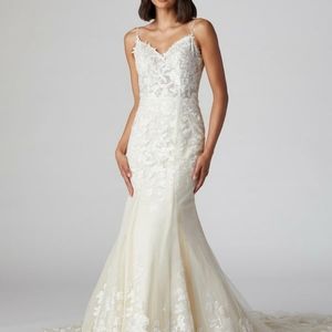 COPY - Off white/cream mermaid tulle lace wedding dresses bridal gown